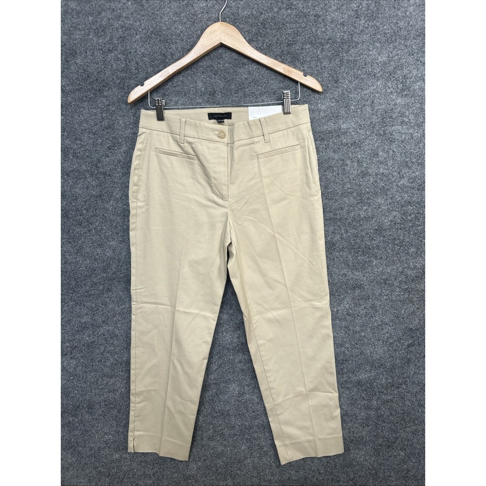 NWT Ann Taylor Womens The Crop Mid Rise Beige Sz 6 Career Office